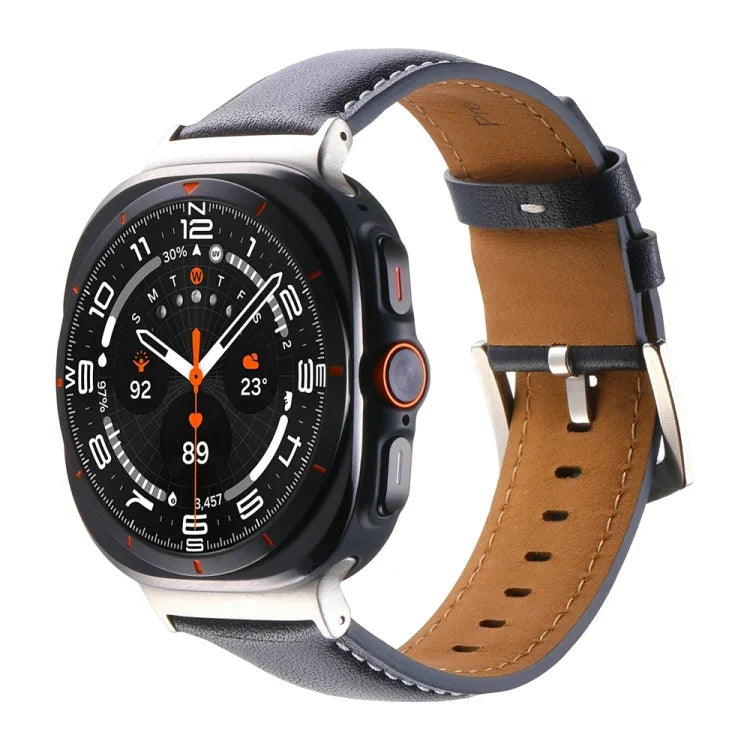 純真皮素面錶帶，適用於三星 Galaxy Watch Ultra 47mm / Ultra 2025