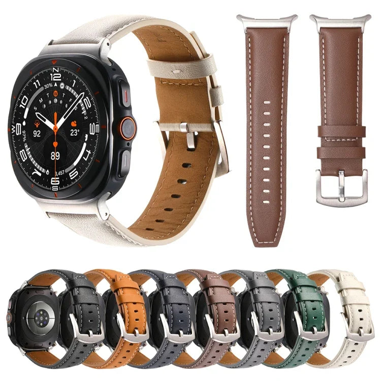 純真皮素面錶帶，適用於三星 Galaxy Watch Ultra 47mm / Ultra 2025