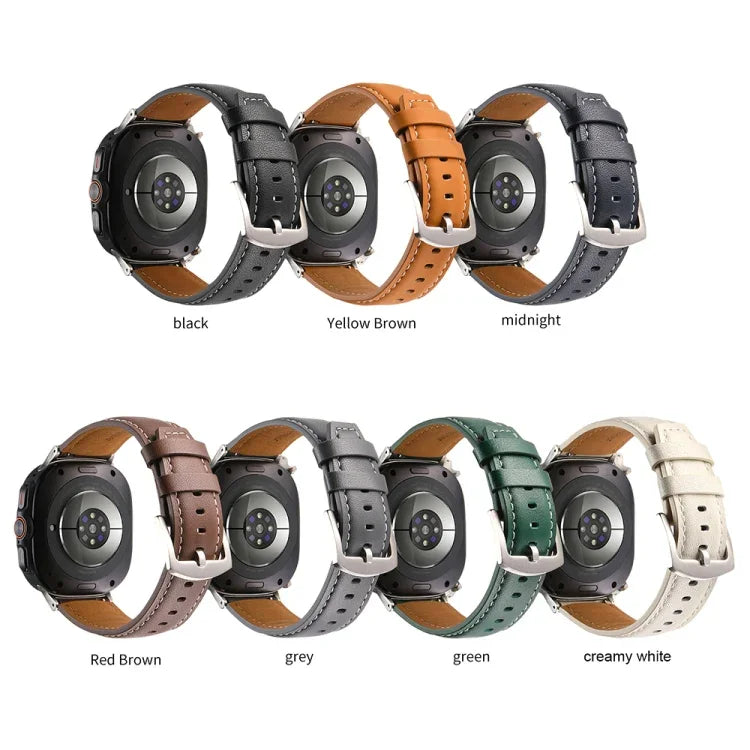 純真皮素面錶帶，適用於三星 Galaxy Watch Ultra 47mm / Ultra 2025