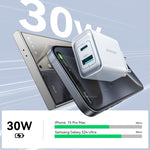 JOYROOM JR-TCF15 30W USB+USB-C / Type-C 快充器，歐規插頭，英規插頭
