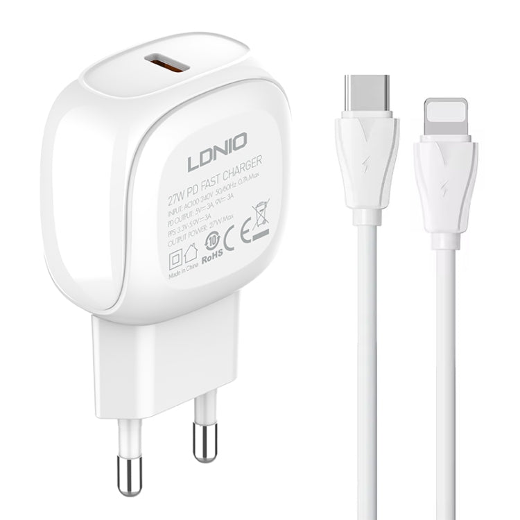 LDNIO A1206C PD27W USB-C / Type-C 快充器，附 1米 8 Pin 線，歐規插頭