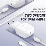 LDNIO A1206C PD27W USB-C / Type-C 快充器，附 1米 8 Pin 線，歐規插頭