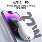 LDNIO A1206C PD27W USB-C / Type-C 快充器，附 1米 8 Pin 線，歐規插頭