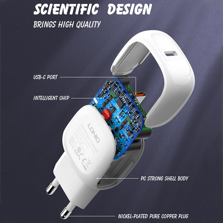 LDNIO A1206C PD27W USB-C / Type-C 快充器，附 1米 8 Pin 線，歐規插頭