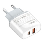 LDNIO Q229 QC3.0 / PD20W USB + Type-C 快速充電器，附1米 Type-C to Type-C 線，EU 插頭，UK 插頭，US 插頭