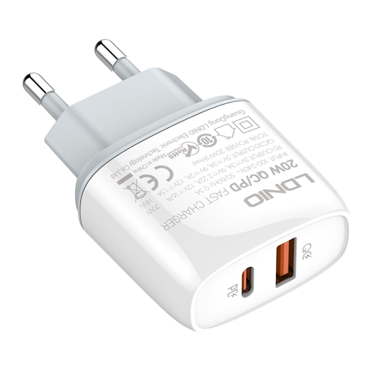 LDNIO Q229 QC3.0 / PD20W USB + Type-C 快速充電器，附1米 Type-C to Type-C 線，EU 插頭，UK 插頭，US 插頭