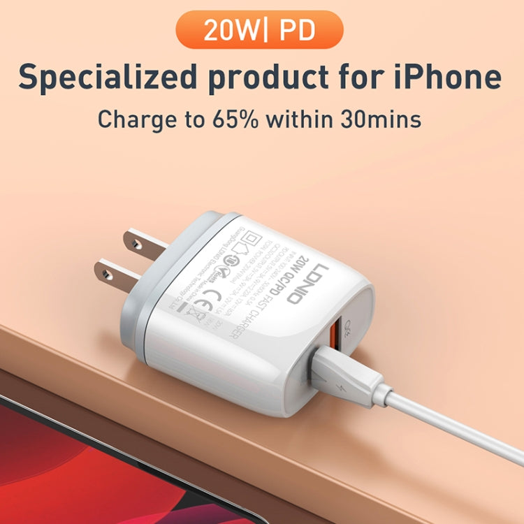 LDNIO Q229 QC3.0 / PD20W USB + Type-C 快速充電器，附1米 Type-C to Type-C 線，EU 插頭，UK 插頭，US 插頭