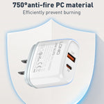 LDNIO Q229 QC3.0 / PD20W USB + Type-C 快速充電器，附1米 Type-C to Type-C 線，EU 插頭，UK 插頭，US 插頭