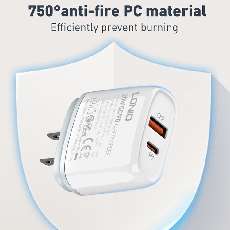 LDNIO Q229 QC3.0 / PD20W USB + Type-C 快速充電器，附1米 Type-C to Type-C 線，EU 插頭，UK 插頭，US 插頭