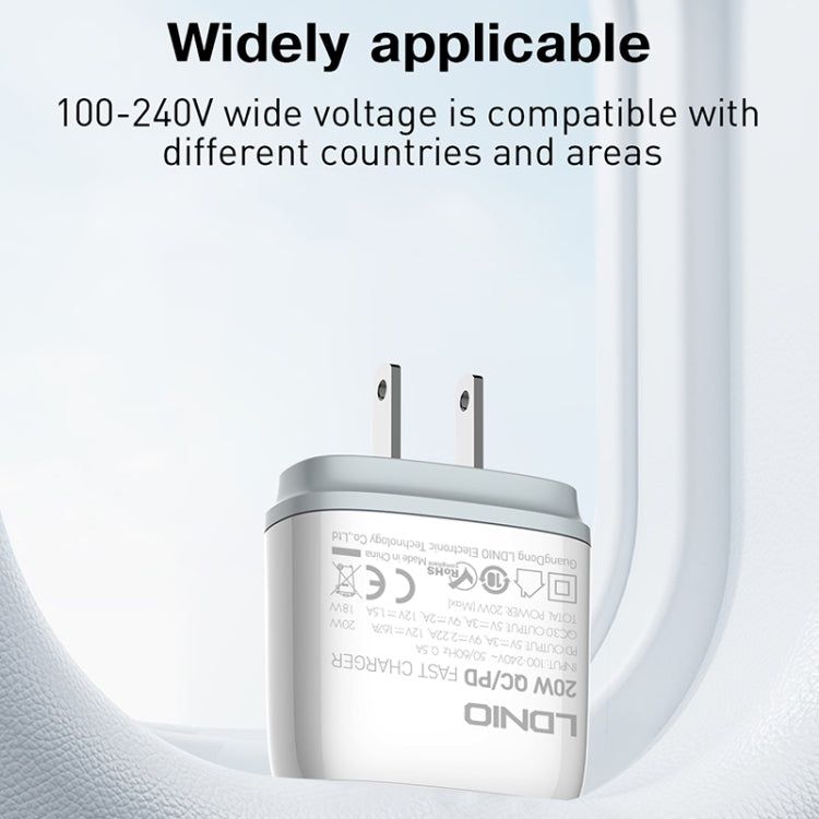LDNIO Q229 QC3.0 / PD20W USB + Type-C 快速充電器，附1米 Type-C to Type-C 線，EU 插頭，UK 插頭，US 插頭