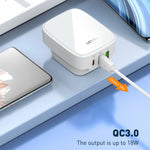 LDNIO Q334 32W Type-C + 雙 USB 埠充電器，附 1米 Micro USB 數據線，歐規插頭