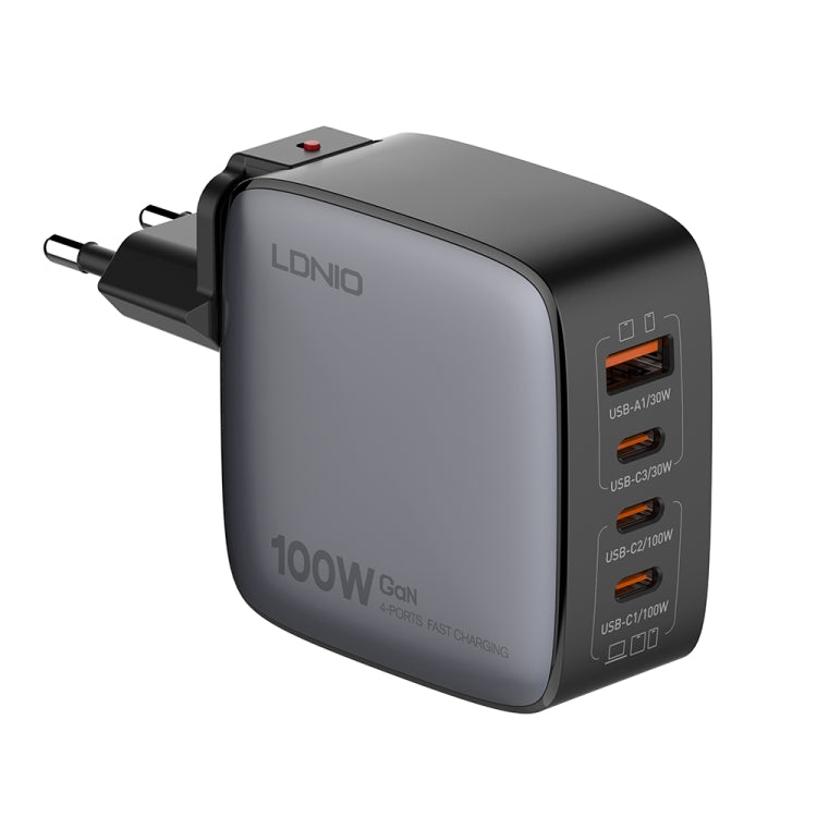LDNIO Q408 100W GaN USB+3 USB-C / Type-C 介面充電器，附 1 米 100W USB-C / Type-C 對 USB-C / Type-C 數據線，歐規插頭，英規插頭，美規插頭