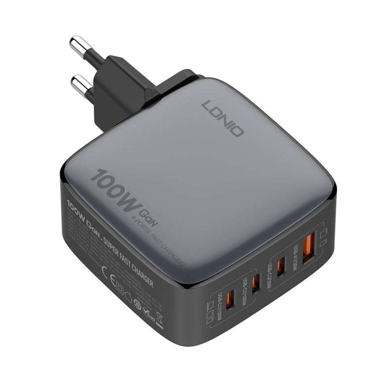 LDNIO Q408 100W GaN USB+3 USB-C / Type-C 介面充電器，附 1 米 100W USB-C / Type-C 對 USB-C / Type-C 數據線，歐規插頭，英規插頭，美規插頭