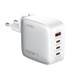 LDNIO Q408 100W GaN USB+3 USB-C / Type-C 介面充電器，附 1 米 100W USB-C / Type-C 對 USB-C / Type-C 數據線，歐規插頭，英規插頭，美規插頭
