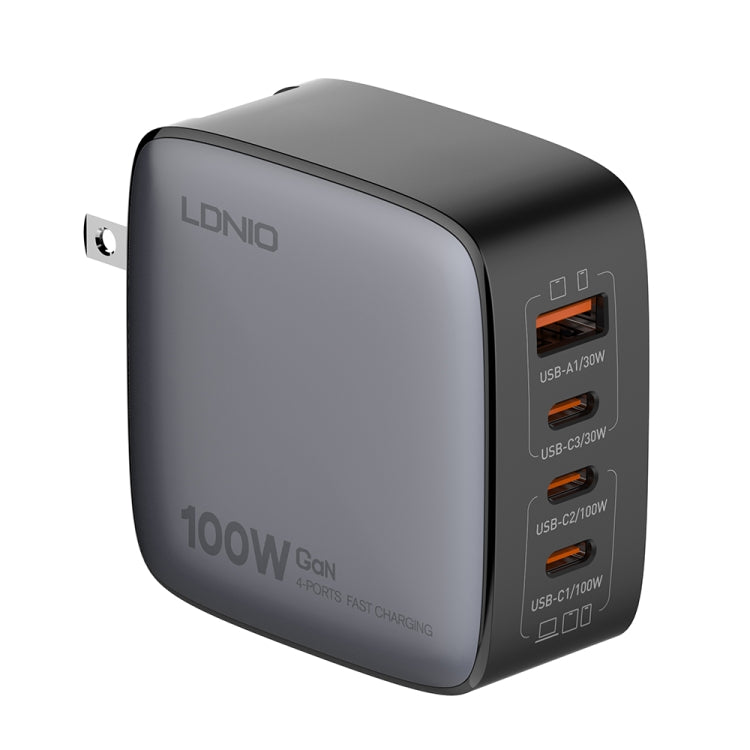 LDNIO Q408 100W GaN USB+3 USB-C / Type-C 介面充電器，附 1 米 100W USB-C / Type-C 對 USB-C / Type-C 數據線，歐規插頭，英規插頭，美規插頭