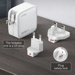 LDNIO Q408 100W GaN USB+3 USB-C / Type-C 介面充電器，附 1 米 100W USB-C / Type-C 對 USB-C / Type-C 數據線，歐規插頭，英規插頭，美規插頭