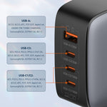 LDNIO Q408 100W GaN USB+3 USB-C / Type-C 介面充電器，附 1 米 100W USB-C / Type-C 對 USB-C / Type-C 數據線，歐規插頭，英規插頭，美規插頭