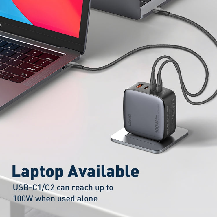 LDNIO Q408 100W GaN USB+3 USB-C / Type-C 介面充電器，附 1 米 100W USB-C / Type-C 對 USB-C / Type-C 數據線，歐規插頭，英規插頭，美規插頭