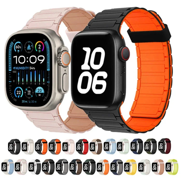 三珠磁吸環矽膠錶帶，適用於 Apple Watch Series 5 44mm