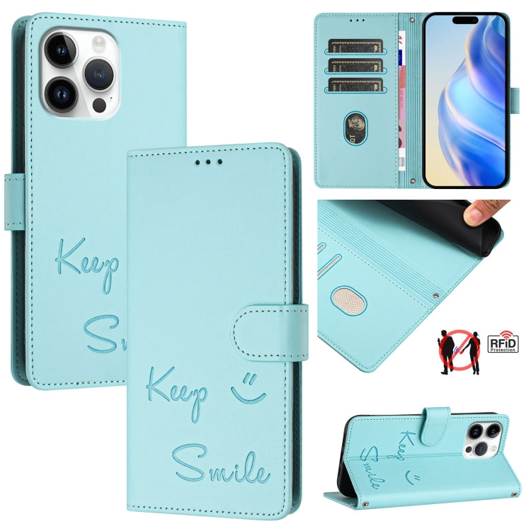 微笑浮雕 RFID 皮革手機殼，適用於 iPhone 17 Pro Max、iPhone 17 Pro、iPhone 17、iPhone Air、iPhone SE 2024、iPhone 16 Pro Max、iPhone 16 Pro、iPhone 16 Plus