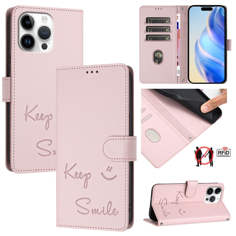 微笑浮雕 RFID 皮革手機殼，適用於 iPhone 17 Pro Max、iPhone 17 Pro、iPhone 17、iPhone Air、iPhone SE 2024、iPhone 16 Pro Max、iPhone 16 Pro、iPhone 16 Plus