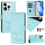 微笑浮雕 RFID 皮革手機殼，適用於 iPhone 17 Pro Max、iPhone 17 Pro、iPhone 17、iPhone Air、iPhone SE 2024、iPhone 16 Pro Max、iPhone 16 Pro、iPhone 16 Plus