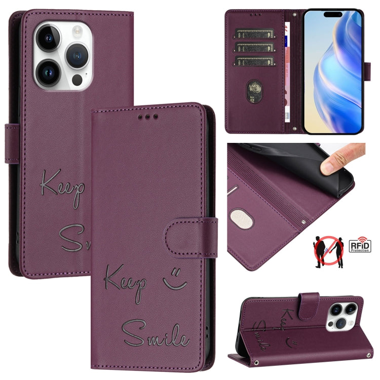 微笑浮雕 RFID 皮革手機殼，適用於 iPhone 17 Pro Max、iPhone 17 Pro、iPhone 17、iPhone Air、iPhone SE 2024、iPhone 16 Pro Max、iPhone 16 Pro、iPhone 16 Plus