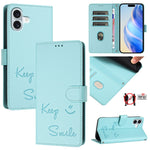 微笑浮雕 RFID 皮革手機殼，適用於 iPhone 17 Pro Max、iPhone 17 Pro、iPhone 17、iPhone Air、iPhone SE 2024、iPhone 16 Pro Max、iPhone 16 Pro、iPhone 16 Plus
