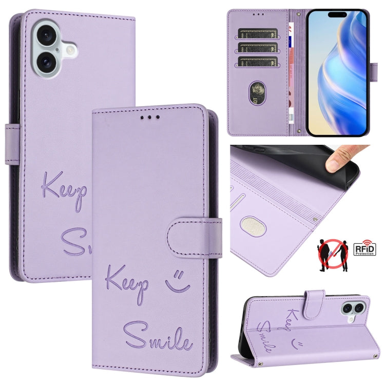 微笑浮雕 RFID 皮革手機殼，適用於 iPhone 17 Pro Max、iPhone 17 Pro、iPhone 17、iPhone Air、iPhone SE 2024、iPhone 16 Pro Max、iPhone 16 Pro、iPhone 16 Plus