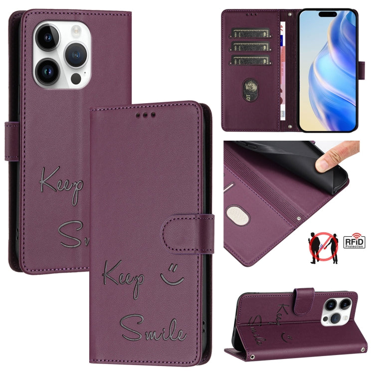 微笑壓紋 RFID 皮革手機殼，適用於 iPhone 16，適用於 iPhone 15 Pro Max，適用於 iPhone 15 Pro，適用於 iPhone 15 Plus，適用於 iPhone 15，適用於 iPhone 14 Plus，適用於 iPhone 14 / 13，適用於 iPhone 14 Pro