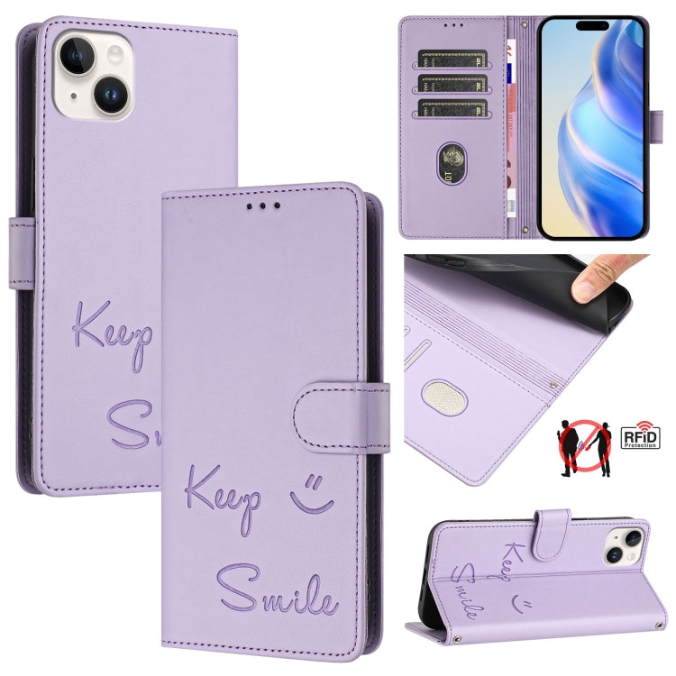 微笑壓紋 RFID 皮革手機殼，適用於 iPhone 16，適用於 iPhone 15 Pro Max，適用於 iPhone 15 Pro，適用於 iPhone 15 Plus，適用於 iPhone 15，適用於 iPhone 14 Plus，適用於 iPhone 14 / 13，適用於 iPhone 14 Pro