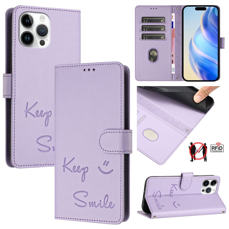 微笑浮雕RFID皮革手機殼，適用於iPhone 14 Pro Max、iPhone SE 2022 / 2020 / 8 / 7、iPhone 13 Pro Max、iPhone 13 Pro、iPhone 13 mini、iPhone 12 / 12 Pro、iPhone 12 Pro Max、iPhone 12 mini