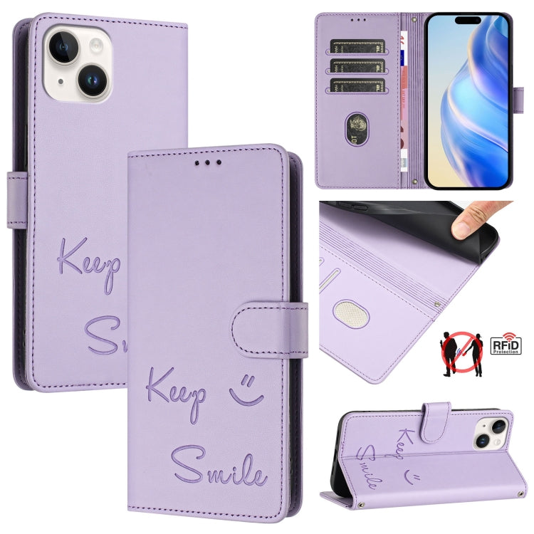 微笑浮雕RFID皮革手機殼，適用於iPhone 14 Pro Max、iPhone SE 2022 / 2020 / 8 / 7、iPhone 13 Pro Max、iPhone 13 Pro、iPhone 13 mini、iPhone 12 / 12 Pro、iPhone 12 Pro Max、iPhone 12 mini