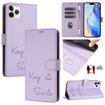 微笑浮雕RFID皮革手機殼，適用於iPhone 11 Pro Max、iPhone 11、iPhone 11 Pro、iPod Touch 7 / 6 / 5、iPhone X / XS、iPhone XR、iPhone XS Max、iPhone 8 Plus / 7 Plus