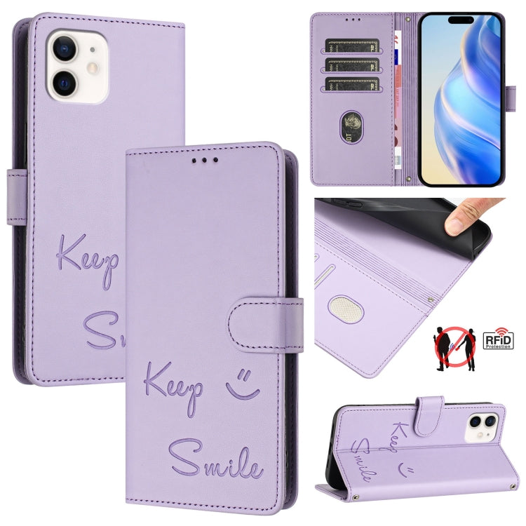 微笑浮雕RFID皮革手機殼，適用於iPhone 11 Pro Max、iPhone 11、iPhone 11 Pro、iPod Touch 7 / 6 / 5、iPhone X / XS、iPhone XR、iPhone XS Max、iPhone 8 Plus / 7 Plus