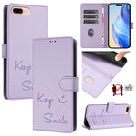 微笑浮雕RFID皮革手機殼，適用於iPhone 11 Pro Max、iPhone 11、iPhone 11 Pro、iPod Touch 7 / 6 / 5、iPhone X / XS、iPhone XR、iPhone XS Max、iPhone 8 Plus / 7 Plus