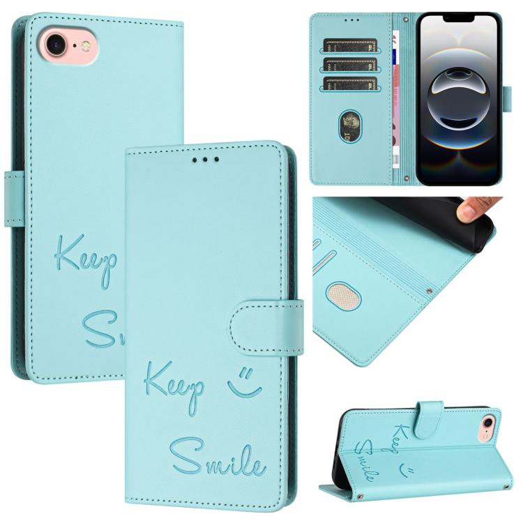 微笑浮雕 RFID 皮革手機殼，適用於 iPhone 17 Pro Max、iPhone 17 Pro、iPhone 17、iPhone Air、iPhone SE 2024、iPhone 16 Pro Max、iPhone 16 Pro、iPhone 16 Plus