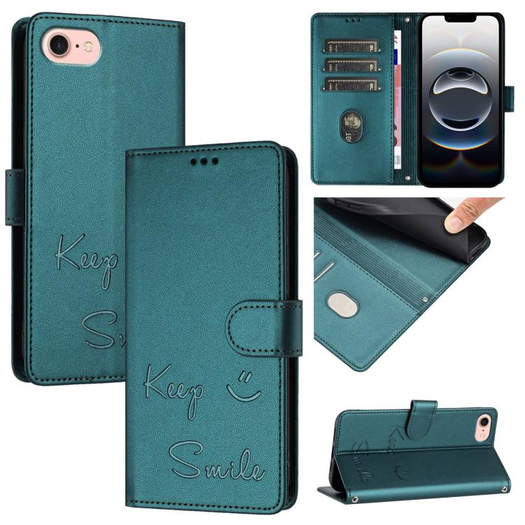 微笑浮雕 RFID 皮革手機殼，適用於 iPhone 17 Pro Max、iPhone 17 Pro、iPhone 17、iPhone Air、iPhone SE 2024、iPhone 16 Pro Max、iPhone 16 Pro、iPhone 16 Plus