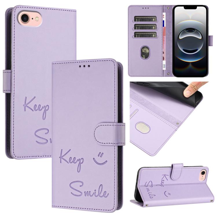 微笑浮雕 RFID 皮革手機殼，適用於 iPhone 17 Pro Max、iPhone 17 Pro、iPhone 17、iPhone Air、iPhone SE 2024、iPhone 16 Pro Max、iPhone 16 Pro、iPhone 16 Plus