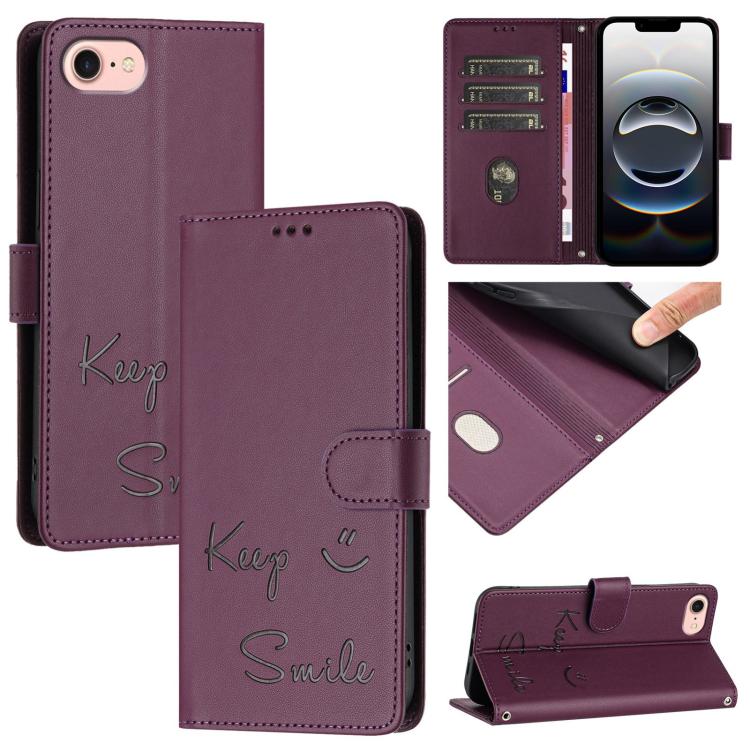 微笑浮雕 RFID 皮革手機殼，適用於 iPhone 17 Pro Max、iPhone 17 Pro、iPhone 17、iPhone Air、iPhone SE 2024、iPhone 16 Pro Max、iPhone 16 Pro、iPhone 16 Plus