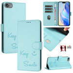微笑浮雕RFID皮革手機殼，適用於iPhone 11 Pro Max、iPhone 11、iPhone 11 Pro、iPod Touch 7 / 6 / 5、iPhone X / XS、iPhone XR、iPhone XS Max、iPhone 8 Plus / 7 Plus