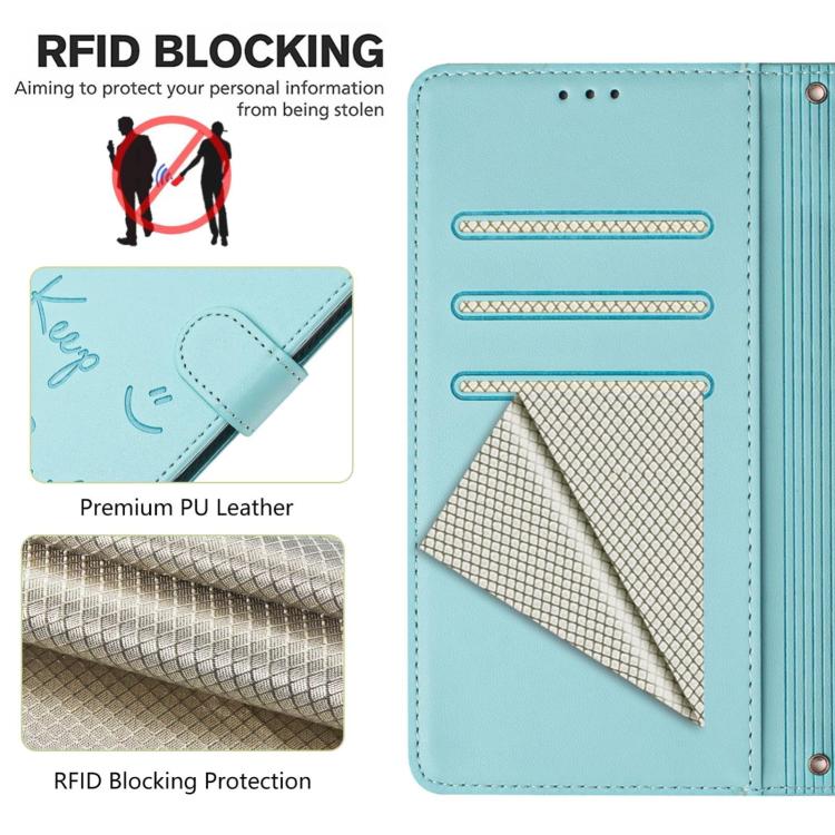 微笑浮雕 RFID 皮革手機殼，適用於 iPhone 17 Pro Max、iPhone 17 Pro、iPhone 17、iPhone Air、iPhone SE 2024、iPhone 16 Pro Max、iPhone 16 Pro、iPhone 16 Plus