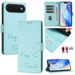 微笑浮雕 RFID 皮革手機殼，適用於 iPhone 17 Pro Max、iPhone 17 Pro、iPhone 17、iPhone Air、iPhone SE 2024、iPhone 16 Pro Max、iPhone 16 Pro、iPhone 16 Plus