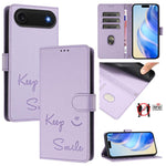 微笑浮雕 RFID 皮革手機殼，適用於 iPhone 17 Pro Max、iPhone 17 Pro、iPhone 17、iPhone Air、iPhone SE 2024、iPhone 16 Pro Max、iPhone 16 Pro、iPhone 16 Plus