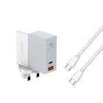 LDNIO A2620C PD3.0 65W USB 電源適配器旅行充電器，附 Type-C 對 Type-C 線，歐規插頭，美規插頭，英規插頭
