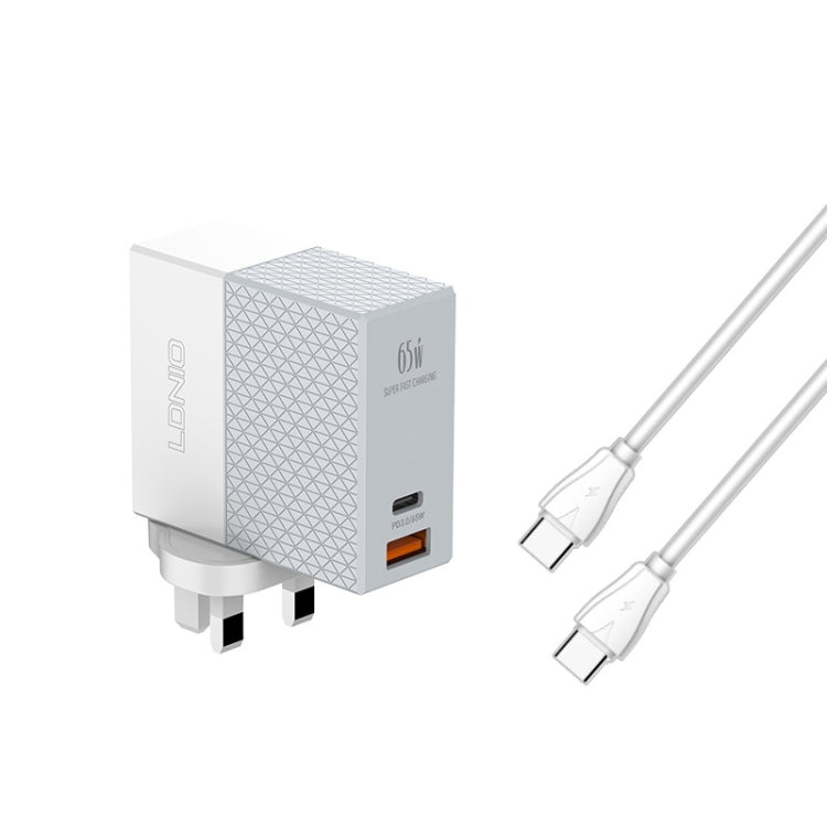 LDNIO A2620C PD3.0 65W USB 電源適配器旅行充電器，附 Type-C 對 Type-C 線，歐規插頭，美規插頭，英規插頭