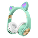 Cat Ears Bluetooth Wireless Headphones Gaming Headset with Light