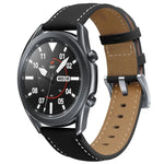 真皮銀色錶扣替換錶帶，適用於 Samsung Galaxy Watch3 45mm，適用於 Samsung Galaxy Watch3 41mm