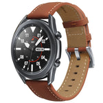 真皮銀色錶扣替換錶帶，適用於 Samsung Galaxy Watch3 45mm，適用於 Samsung Galaxy Watch3 41mm