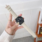 真皮銀色錶扣替換錶帶，適用於 Samsung Galaxy Watch3 45mm，適用於 Samsung Galaxy Watch3 41mm